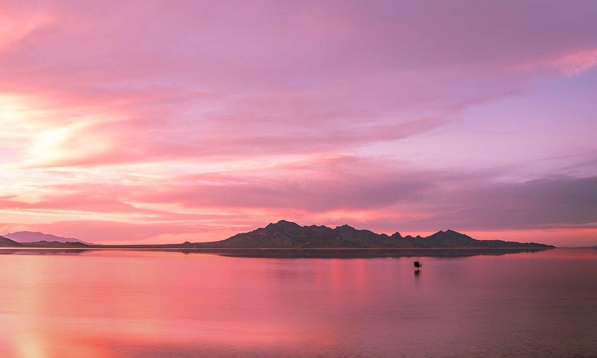 A Swivel Sunset at the flats, Bonneville Salt Flats, Utah — Fine Art Print